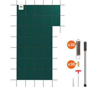 VEVOR Inground Pool Safety Cover, 20 x 38 ft Rectangular Winter Pool Cover with Right Step, Triple Stitched, High Strength Mesh PP Material