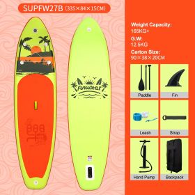 Water Skiing And Surfing, Standing Surfboard, Inflatable Surfboard (Option: Yellow-335x84x15cm)